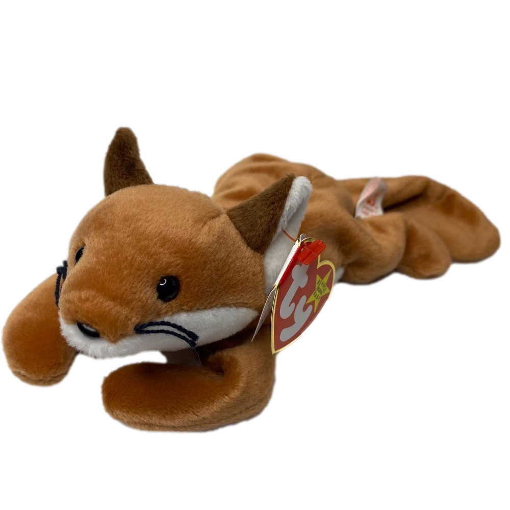 TY Beanie Babies - Sly the Fox 4115 - white belly 5th gen tags, tush tag stamp